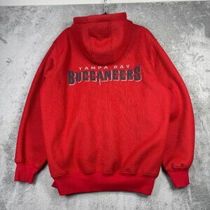 NFL Tampa Bay Buccaneers Thermal Fleece Hoodie Full Zip Heavy Duty Red Mens XL